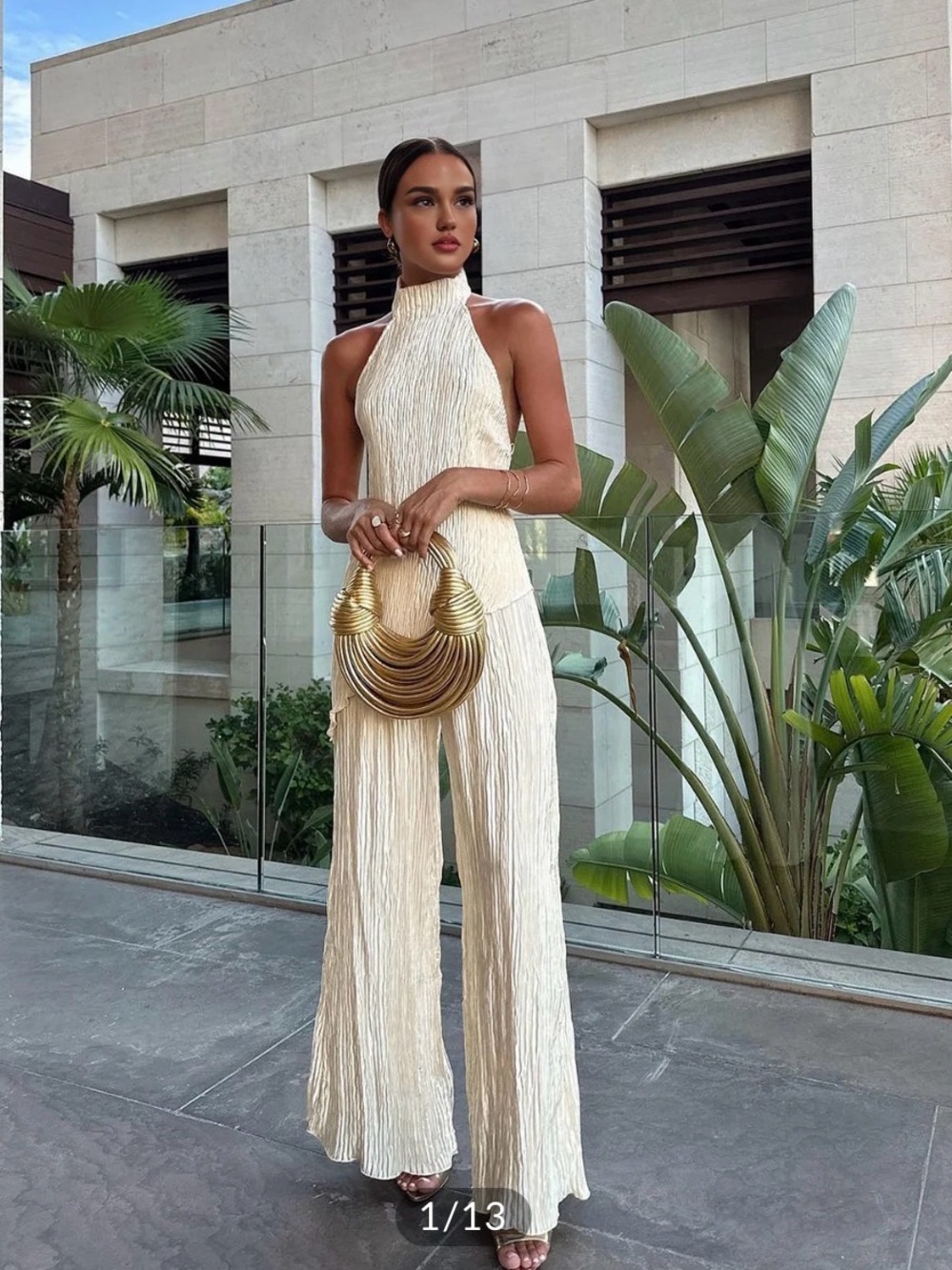 Commense- Elegant Asymmetric Halter Top- S